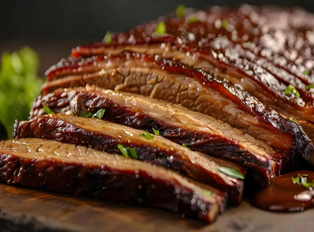 Tender Brisket Slices with BBQ Sauce